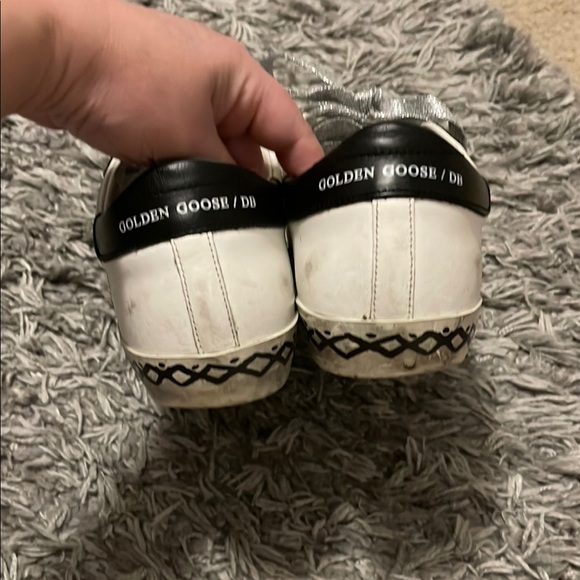 Golden Goose Black and White Distressed Sneakers - Picture 7 of 9